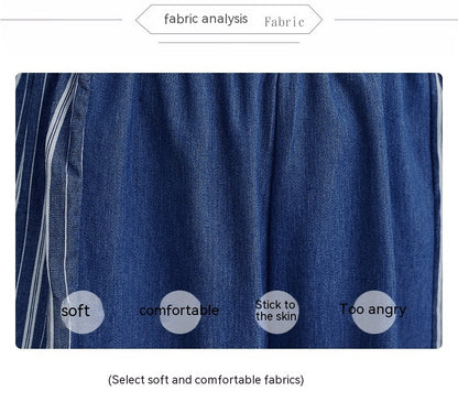 Pantalon en Denim à rayures, vêtements d'automne, décontracté, Patchwork, jambes larges, à la mode