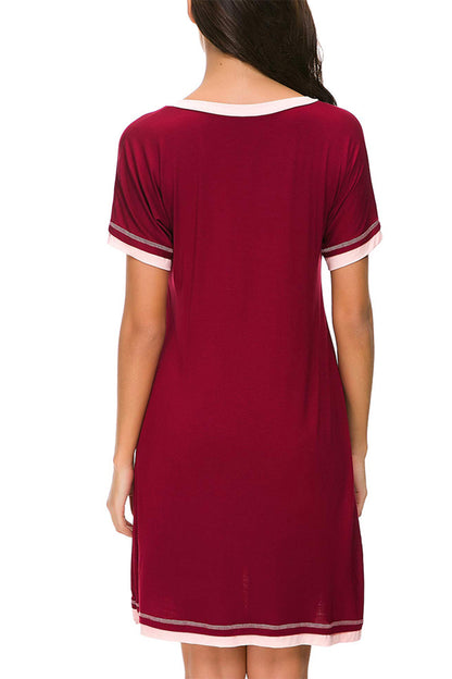 Contrast Trim Short Sleeve Lounge Dress