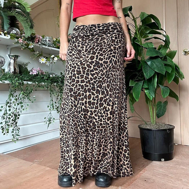 Cross-border European And American Sexy Leopard Print Drape Dress