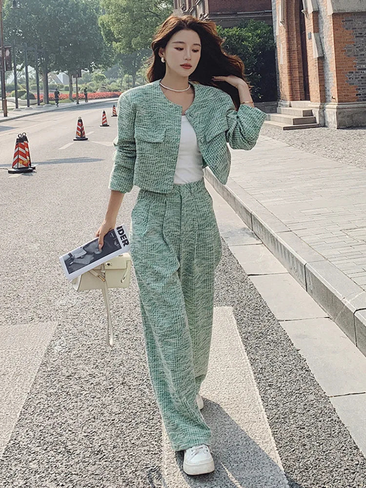 Green Classic Style Casual Suit Women's Autumn New