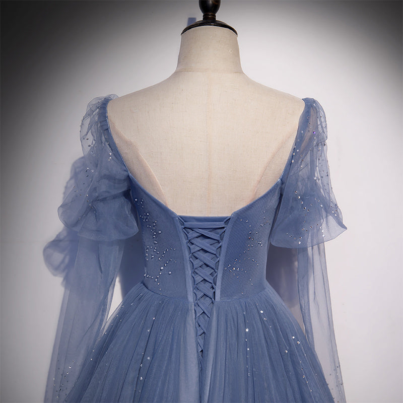 Robe de soirée pour banquet, robe longue bleue pour femme