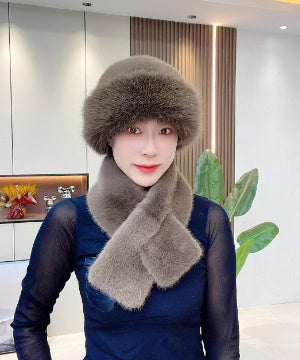 Costume Écharpe d'hiver Casquette mongole Chapeau en peluche pour femme Épaissie