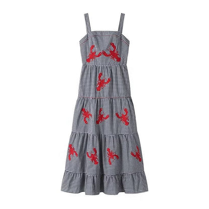 Women's European And American Style Fashion Casual Cotton Embroidered Slip Top Dress