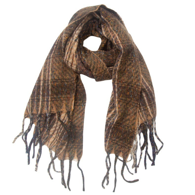 European And American Men's And Women's Plaid Tassel Scarf