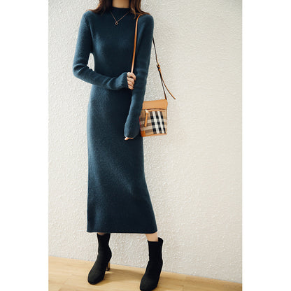 Cashmere Dress Slim-fit Sheath Long Knitted Wool Dress