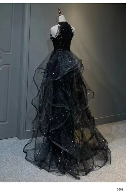 Vestido de noche negro para mujer