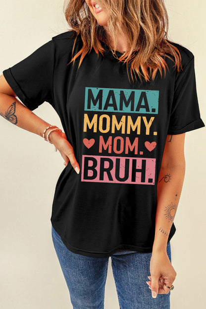 Camiseta negra con gráfico de letras MAMA MOMMY MOM BRUH