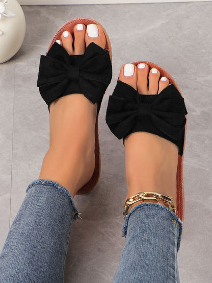 Women's Cute Platform Beach Bow Flat Slippers