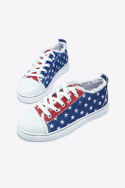 Zapatos con cordones con detalle deshilachado y estampado de estrellas de la bandera estadounidense multicolor