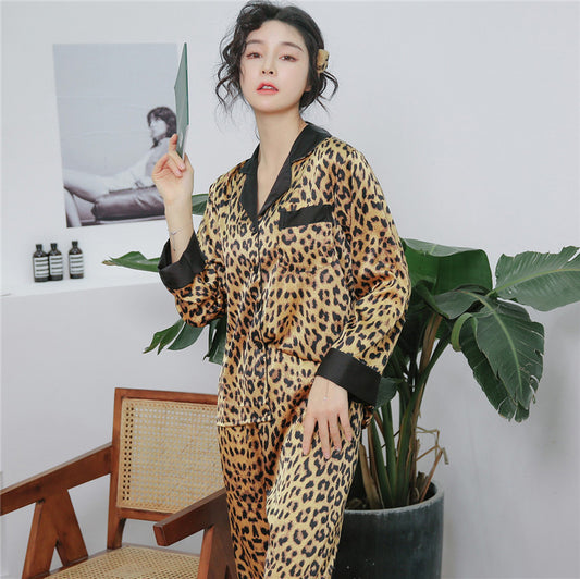 Women's Polyester Leopard Print Sexy Home Wear Suit