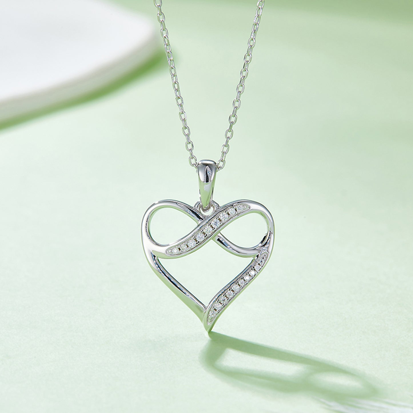 Collier coeur en argent sterling 925 Moissanite