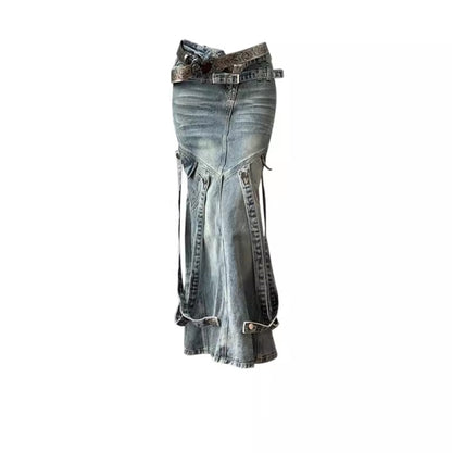 Asian Culture Y2g Hot Girl Retro Denim Skirt For Women