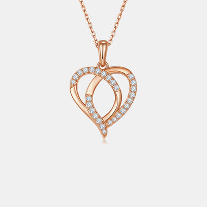 Collar con forma de corazón de plata de ley 925 con moissanita