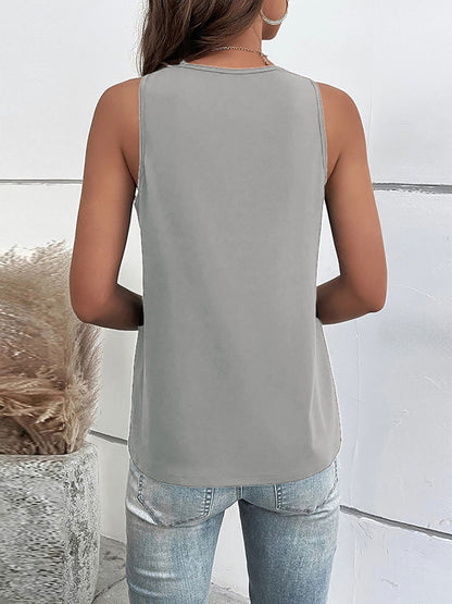 Camiseta sin mangas con cuello en V entrecruzada