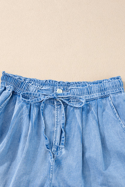 Short décontracté en chambray avec cordon de serrage Beau Blue