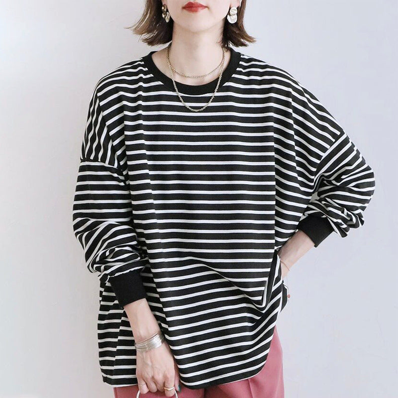 Women's Striped Sweater Loose Cotton