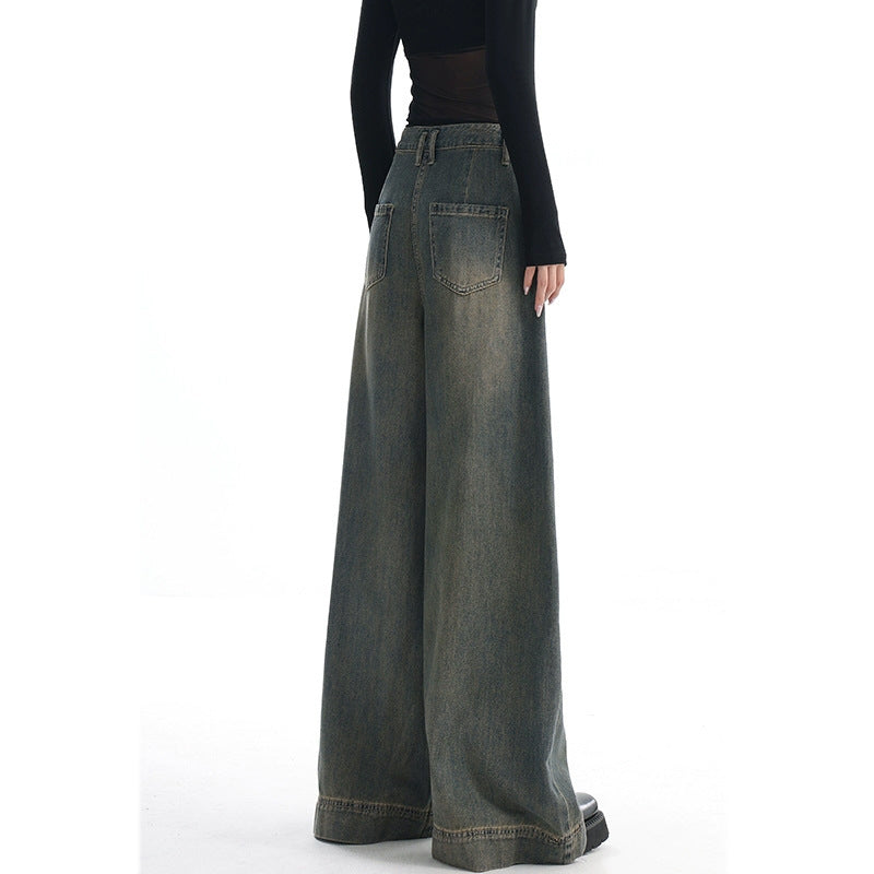 Women's Vintage Washed Wide-leg Jeans