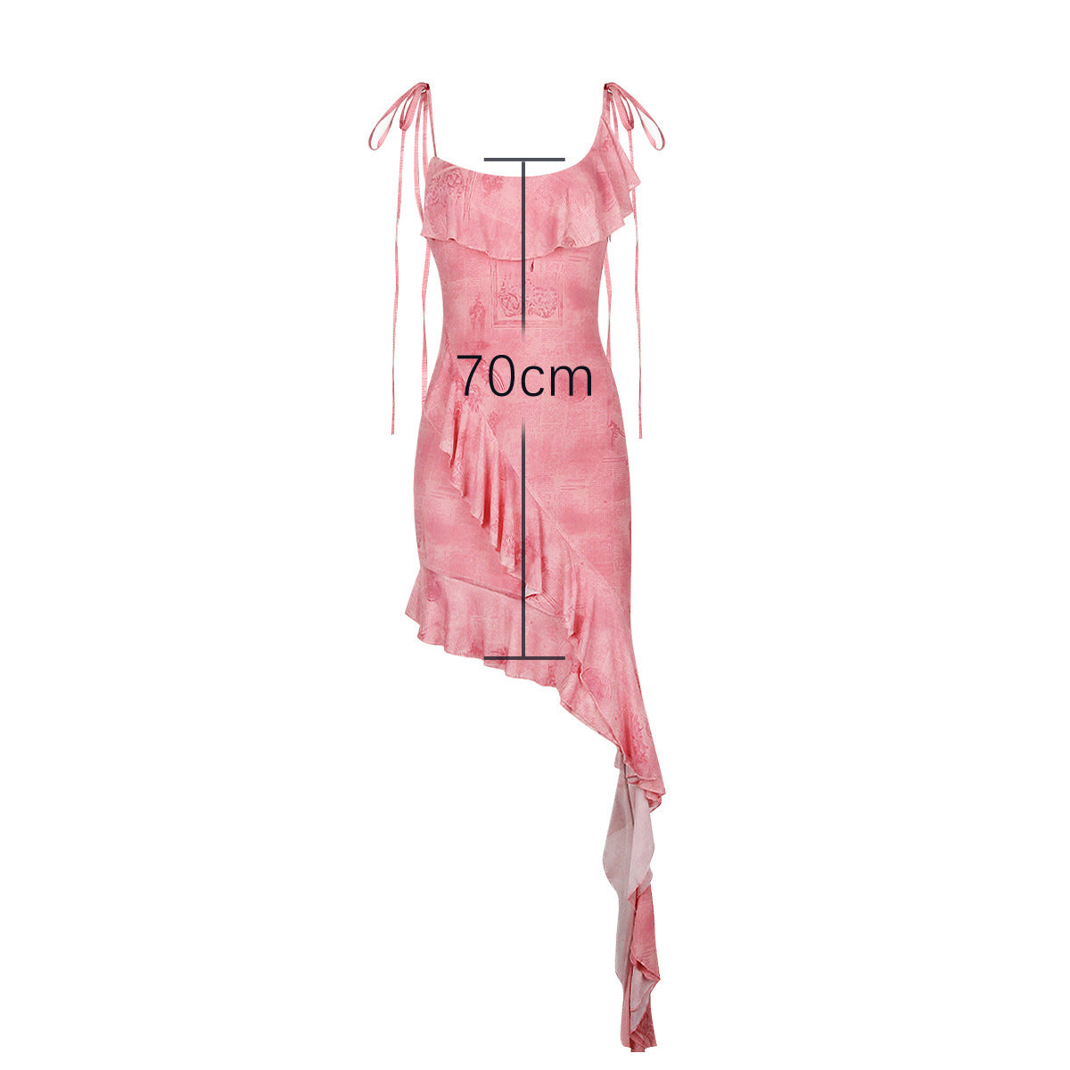 Printed Mesh Fashion Irregular Spaghetti-strap Dress