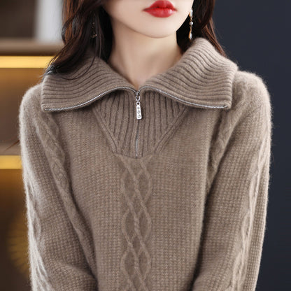 Autumn And Winter Heavy Thickening High Collar Woolen Sweater Women