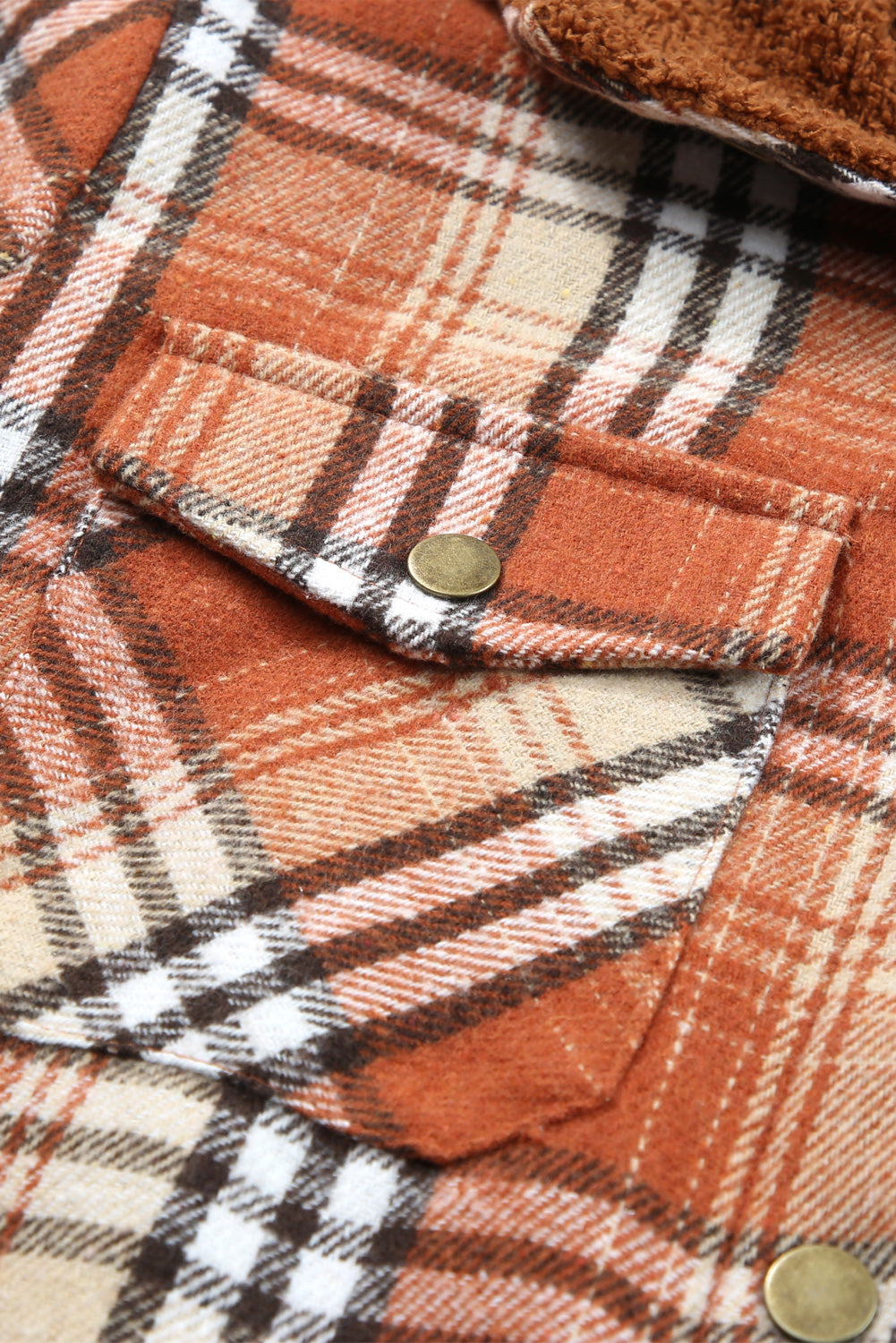 Plaid Pattern Sherpa Lined Hooded Shacket