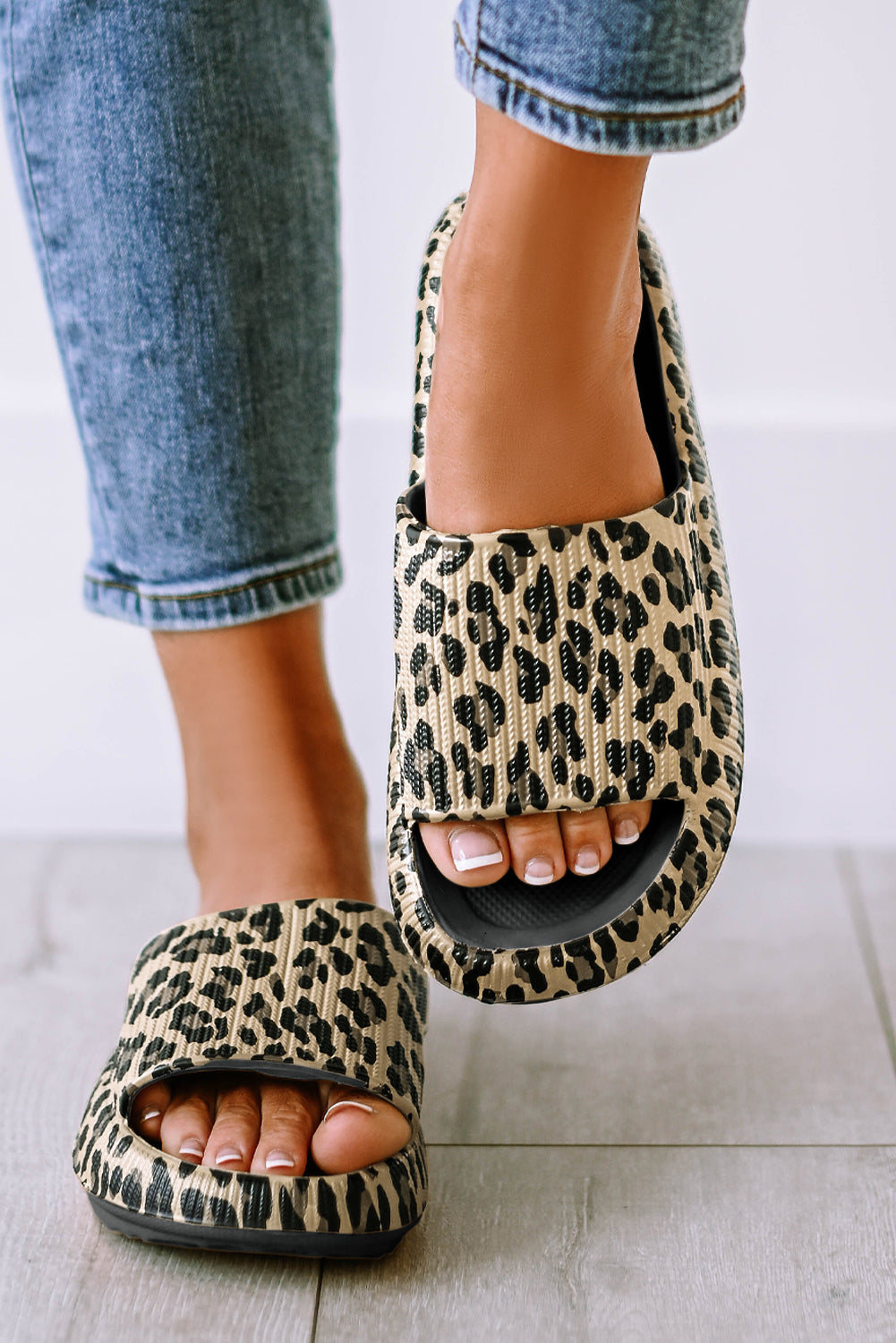 Leopard Cloud Slides Thick Flat Slippers