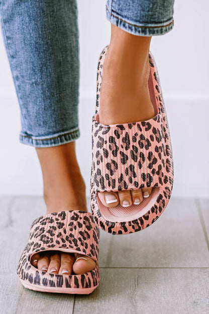 Leopard Cloud Slides Thick Flat Slippers