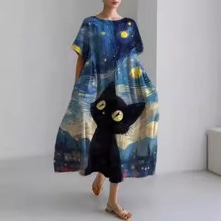 Robe décontractée ample grande taille à imprimé 3D pour femmes