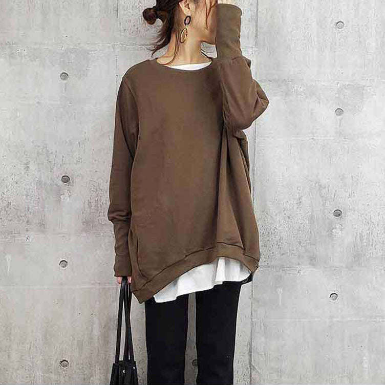 Women's Cotton Sweater Loose And Idle Large Version Solid Color