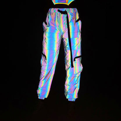 Casual Plus Size Women's Clothing Colorful Reflective Overalls