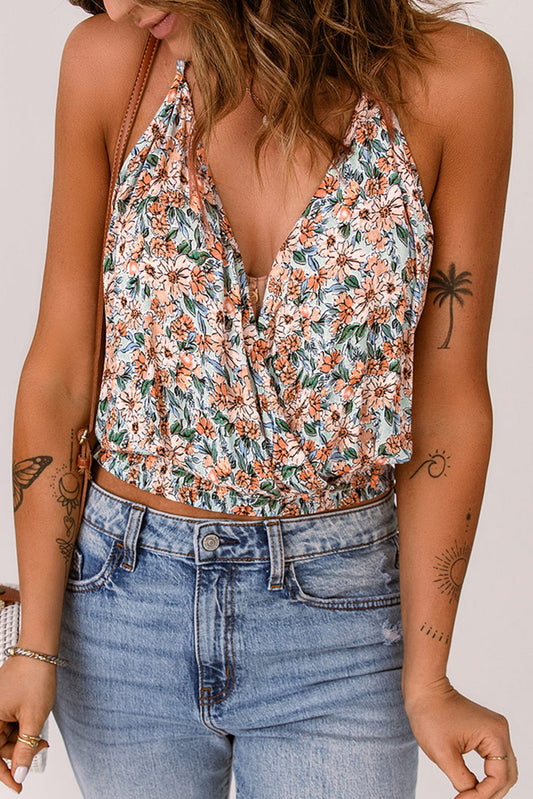 Camisola corta con cintura elástica floral