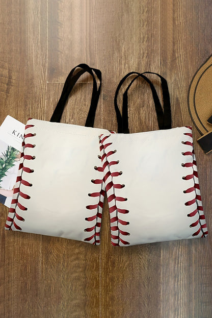 Sac fourre-tout en toile imprimé baseball blanc 34*2*31 cm