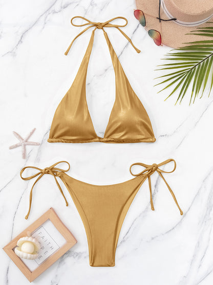 Ensemble de bikini deux pièces noué à col licou