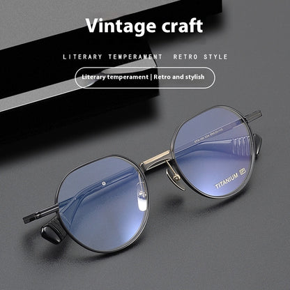 Lunettes à monture ronde vintage en titane pur ultra légère