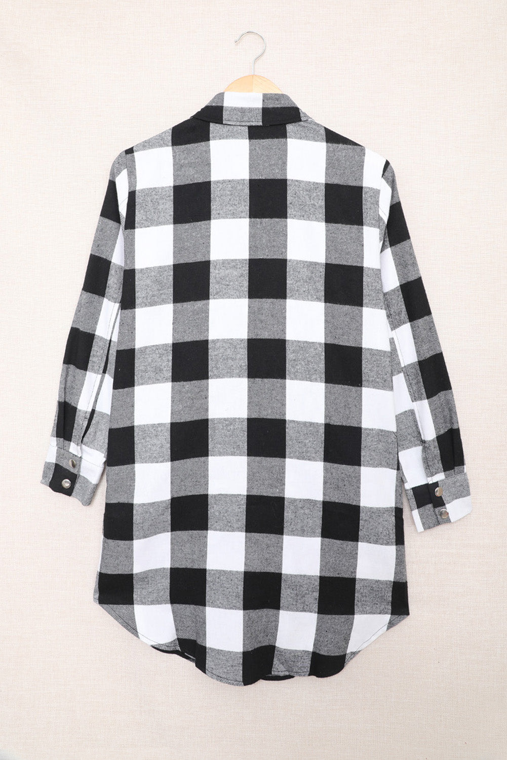 Green Turn-down Collar Plaid Shirt Coat