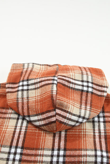 Plaid Pattern Sherpa Lined Hooded Shacket