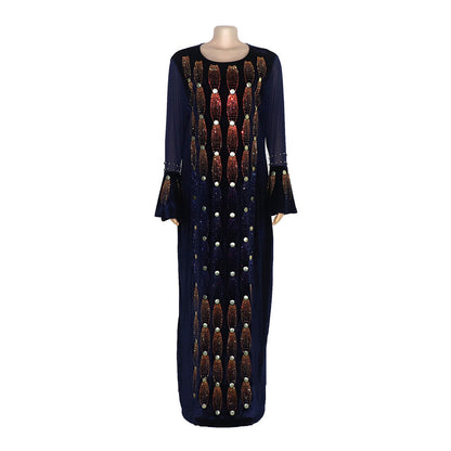 Women's Gold Velvet Quality Heavy Embroidery Hot Drilling Foam Beads Graceful And Fashionable Dress