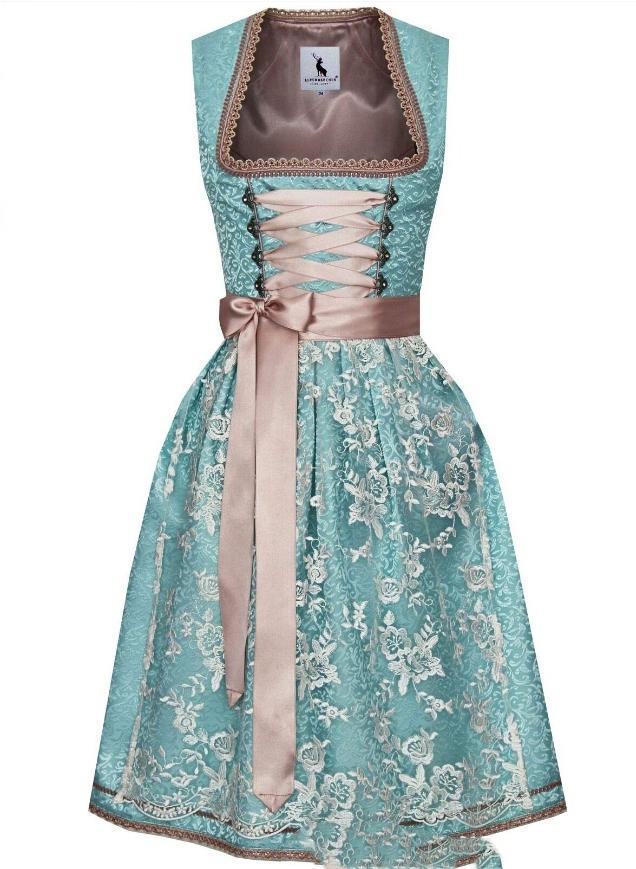 German Oktoberfest Costume Printed Lace Up Dress Maid