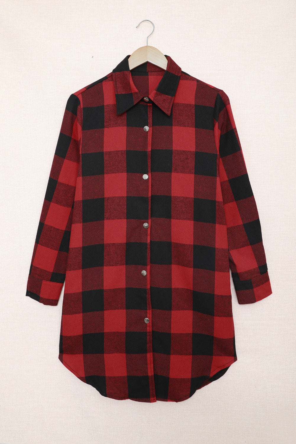 Green Turn-down Collar Plaid Shirt Coat