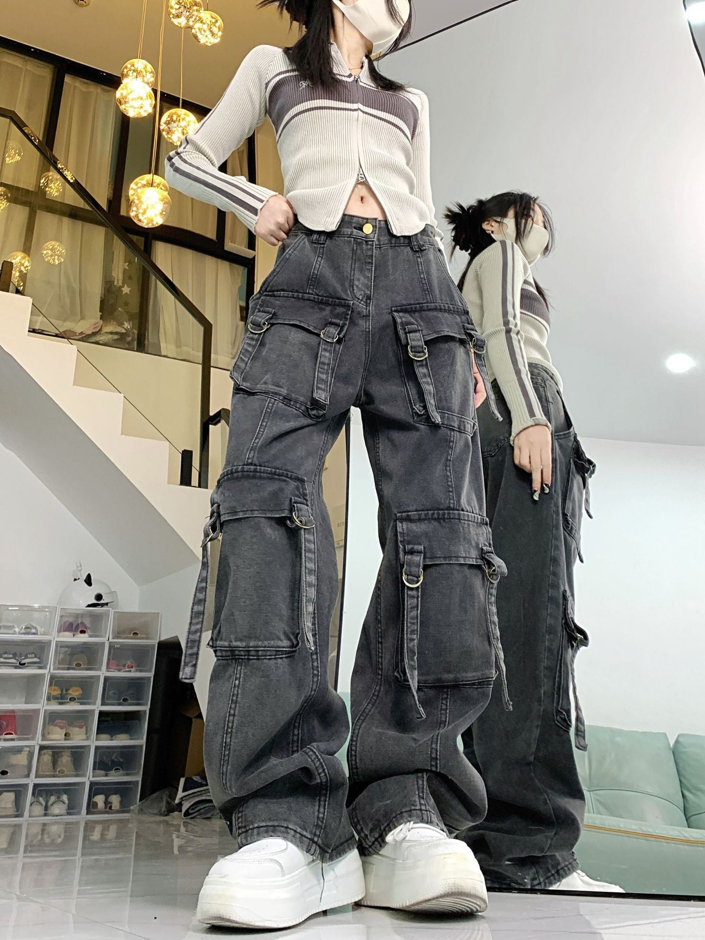 Street High Waist Loose Straight Pants