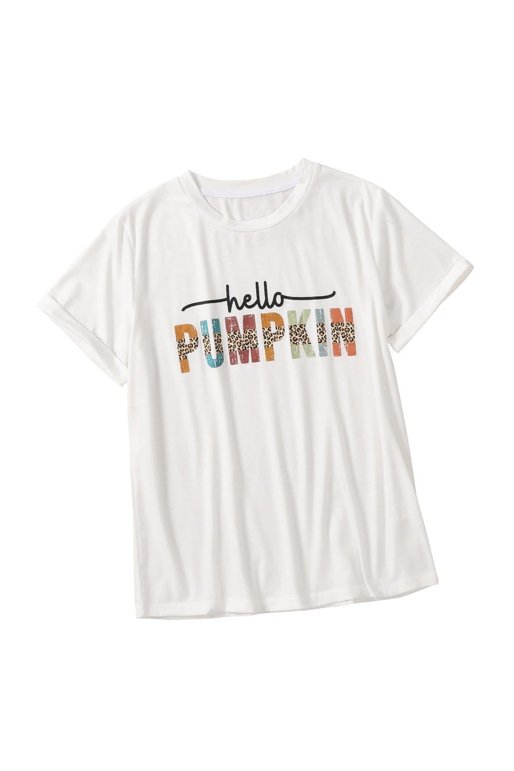 Camiseta blanca con gráfico de cuello redondo de Halloween Hello Pumpkin