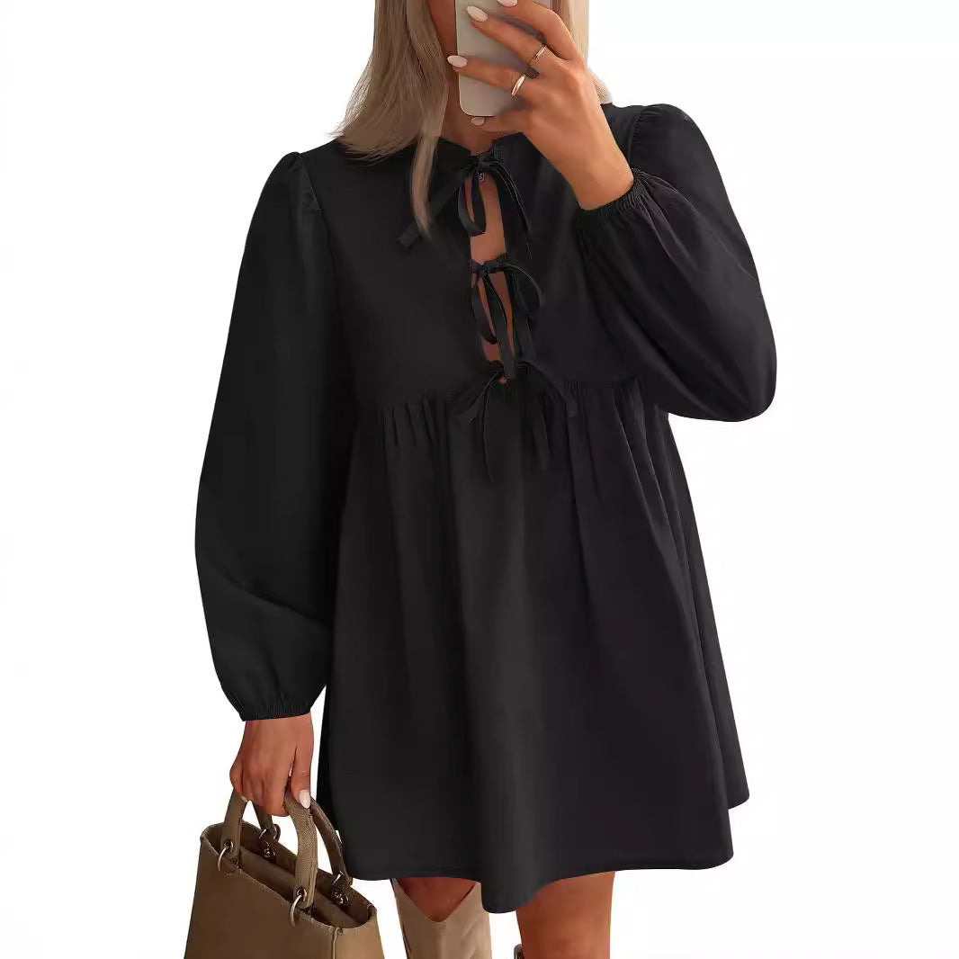 Robe mi-longue à manches longues pour femme