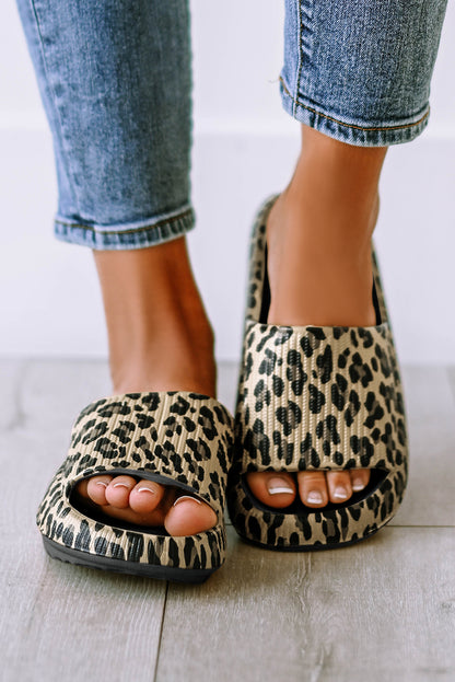 Leopard Cloud Slides Thick Flat Slippers