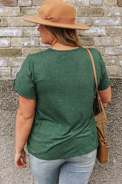 Blusa con manga de pétalo y cuello en V de talla grande