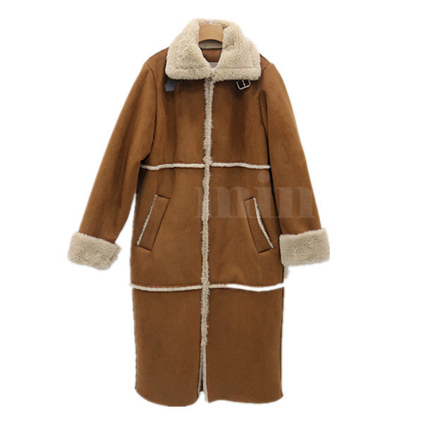 Women's Winter Lamb Wool Loose And Slim Over The Knee Coat