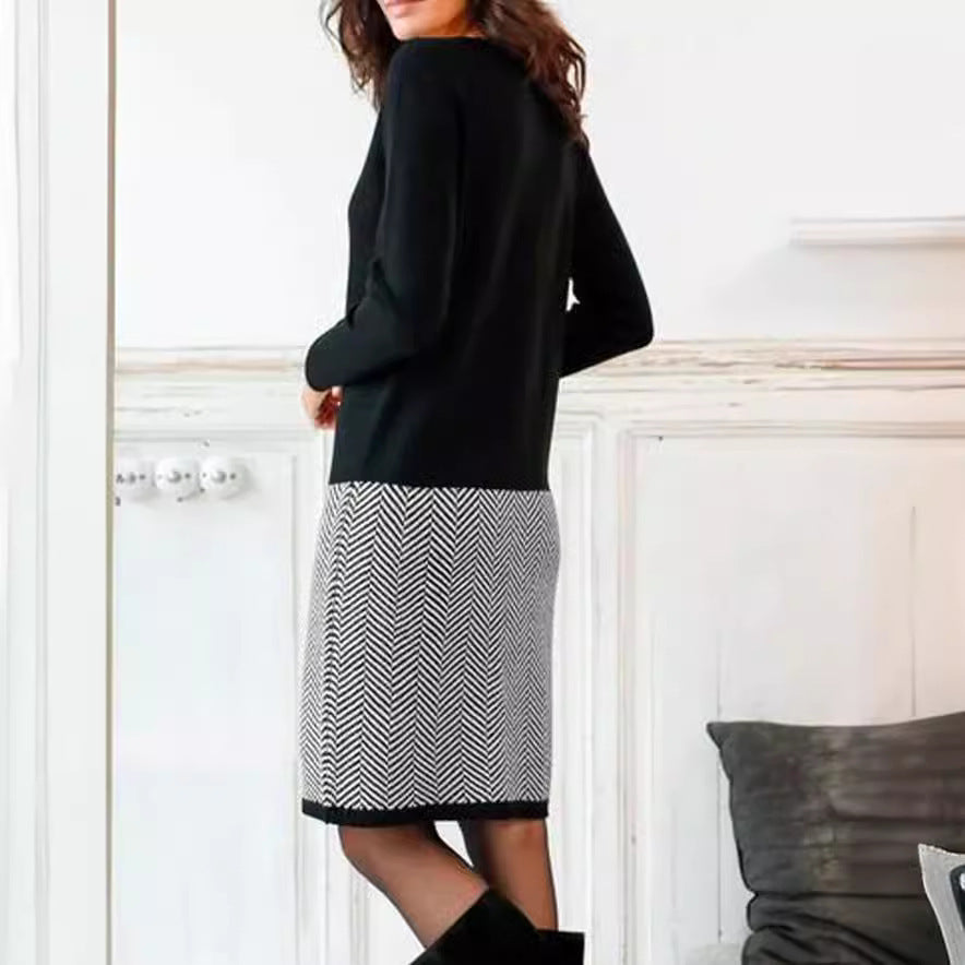 Women's Fashion Houndstooth Slim Base Dress