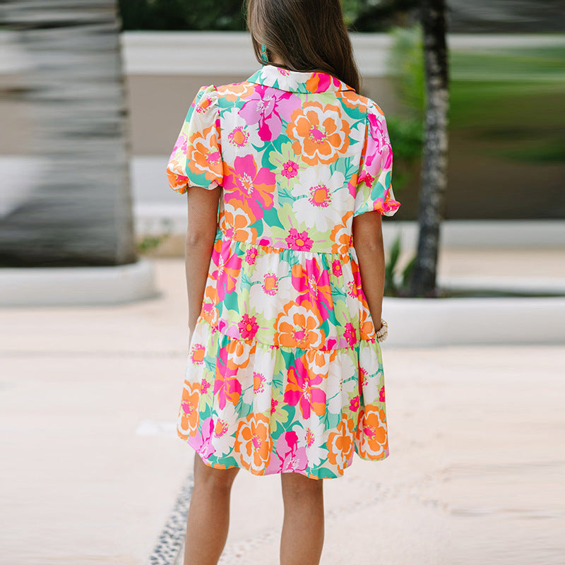 Robe d'été à manches bouffantes et imprimé floral