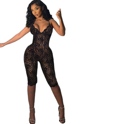 See-through Sleeveless High Waist Slim Fit Bodysuit