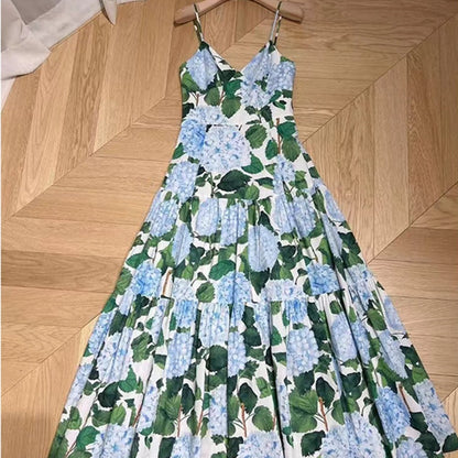 Women's V-neck Brace Elegant Printing Dress