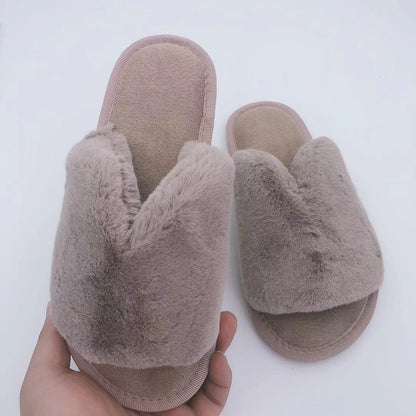 Pantuflas con punta abierta de piel sintética