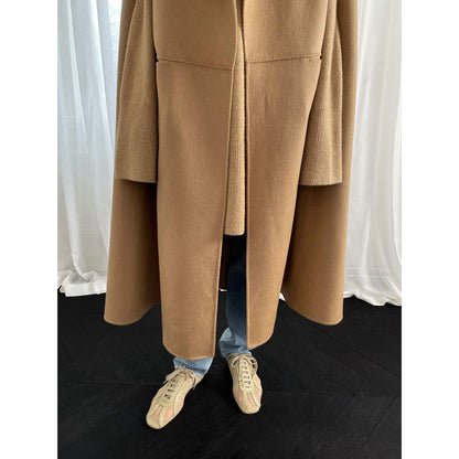 Women's Fashion Casual Loose Long Double-sided Wool Overcoat Coat